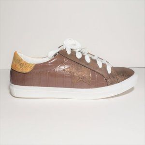 🏅HP🏅Brown & Copper Crocodile Texture Sneakers